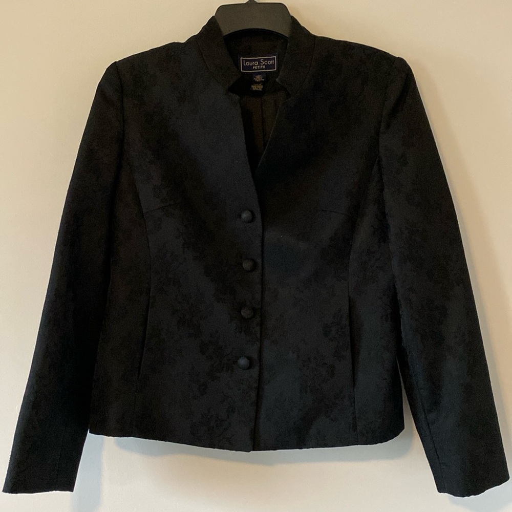 Lauren Scott Petite suit coat / jacket / blazer with floral design Size 8P